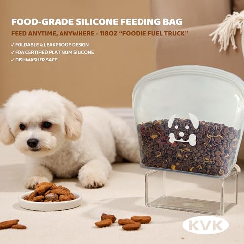 Extra Extra Large Silicone Dog Food Mat 39.4×43.3in and 128oz Silicone Bag Set (39.4"L x 39.4"W / Dark Grey Mat & Clear Bag)