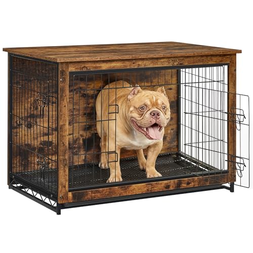 38.6" Dog Crate Furniture (Rustic Brown / 38.6"L x 25.6"W x 26.8"H)