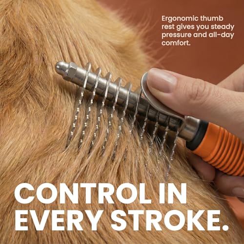 Poodle Dematting Fur Rake Comb Brush for Dogs and Cats (Orange / Dematting Comb)