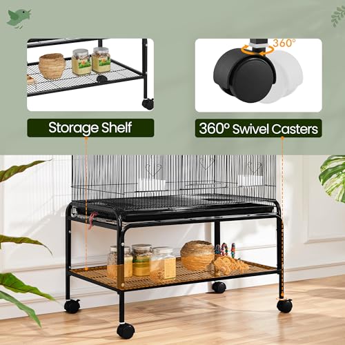 53 Inch Bird Cage with Rolling Stand for Parakeets Cockatiels