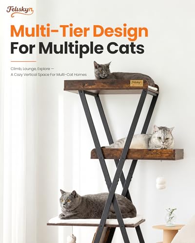 Modern Wood Cat Tree Tower for Indoor Cats Large Adult 67 (67 inch / Rustic Brown)