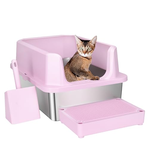 Open Cat Litter Box (Light Pink / 23.8"L*16"W*12"H)