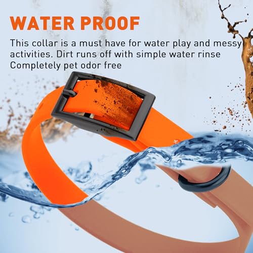 Biothane Waterproof Dog Collar Strong Coated Nylon Webbing with Black Hardware Odor (W1/2" x L9-12" / Hunter Orange)