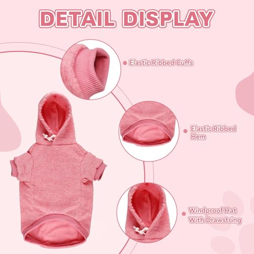 Dog Sweaters for Small Dogs Dog Hoodie Fleece Soft Pet Clothes Sweatshirt with Pocket Pet Hoodie for Small Dogs Puppy Sweater (Small / Pink)