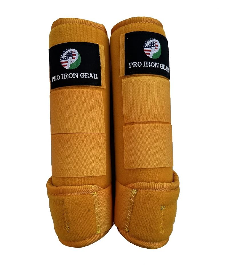 Horse Medicine Brushing Boots Leg Wraps Protection Gear Set of 2 and Set of 4 in 14 Colors (MEDIUM/COB / YELLOW GOLD (SET OF 2))