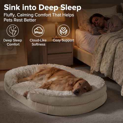 Fluffy Orthopedic Dog Beds Large Sized Dog (Cream / XL (42"x 32"x 7"))