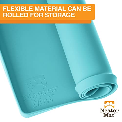 Neater Mat Pet Mats for Food and Water (19"L x 12"W / Aquamarine)