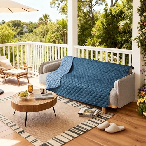 Waterproof Pet Blanket for Bed (52x82 Inch (Pack of 1) / Dark Blue/Light Blue)