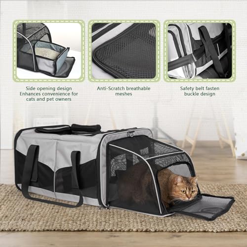 Cat Carrier for 2 Cats (Gray)
