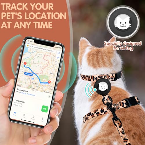 Cat Harness with Airtag Holder (Classic Leopard (Buckles on Neck & Chest))