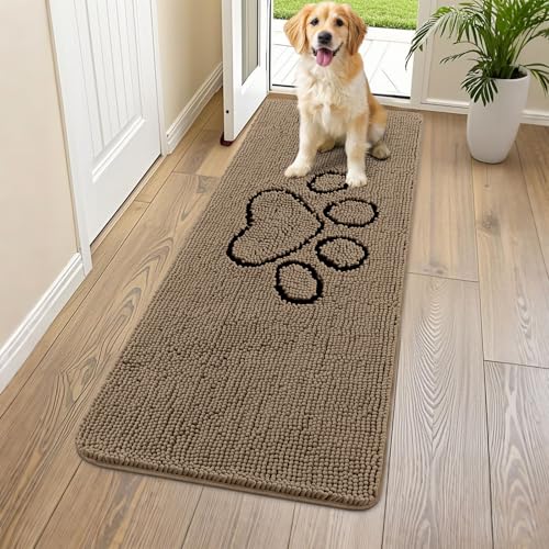 Dog Door Mat for Muddy Paws (54"X24" / Camel and Black)