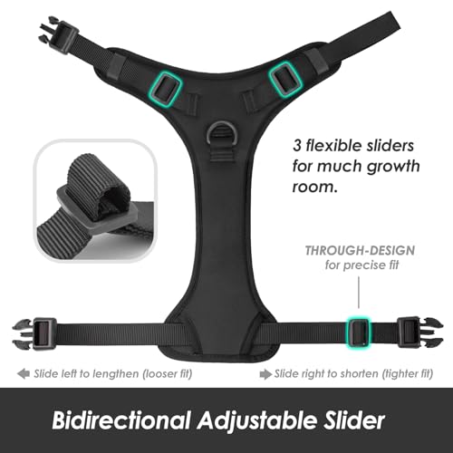 No Pull Dog Harness for Large Sized Dogs Puppy Vest No Choke (Black / L(Neck:20.9-31.5", Chest:24.8-37.4"))