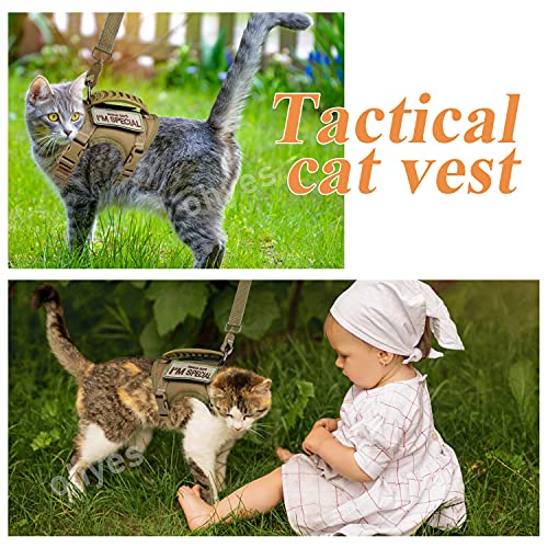 Tactical Cat Harness for Walking Escape Proof (Large / Khaki)