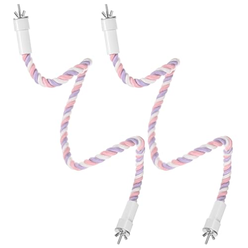 2 Pack Rope Perches for Bird Cages (Pink Purple / 31.5 in)
