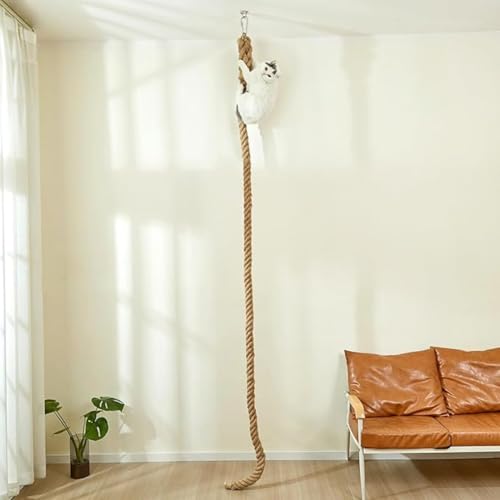 1.9" x 8.9Ft Cat Climbing Jute Rope for Ceiling with Hook (8.86 Feet / Wall Rope)