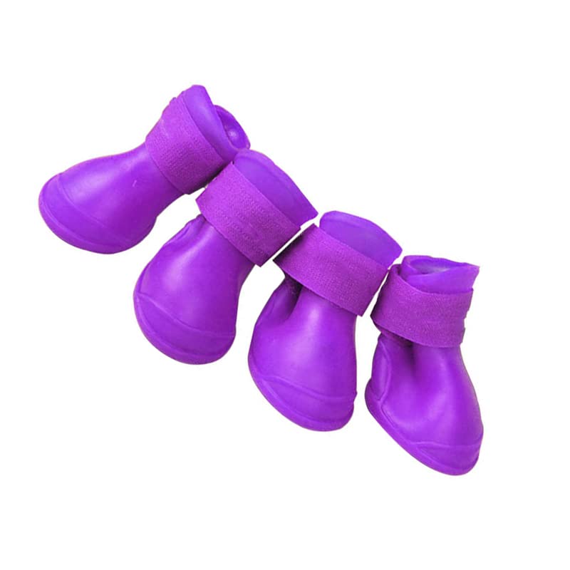 4Pcs Silicone Dog Boots (S / Purple)