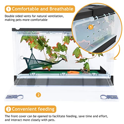 Portable Foldable Terrarium Kit with Wheels for Reptiles Large (Black)