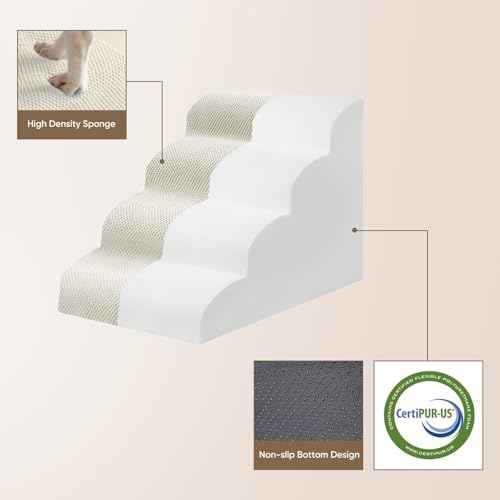 2 Step Pet Stairs for High Beds & Sofas (Beige / 2-step 11.8"H)