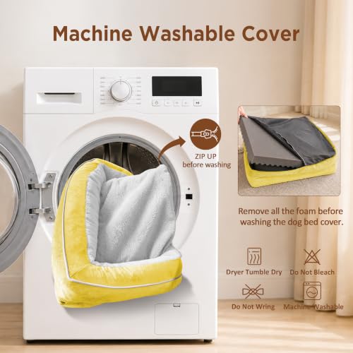 Waterproof Orthopedic Dog Beds for Large Sized Dog (36.0"L x 27.0"W x 8.0"Th / Spicy Mustard)
