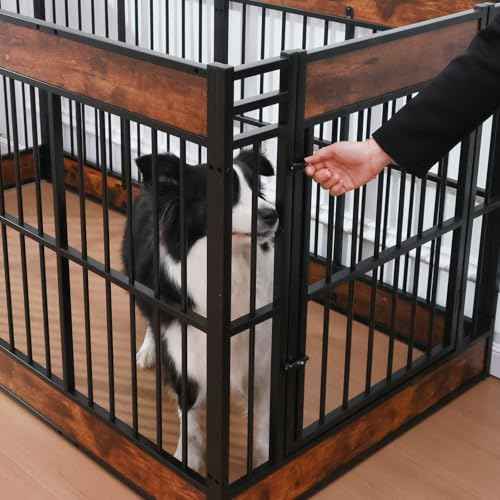 Large Furniture Style Dog Playpen (Rustic Brown / 12 Panels (27.5" High))