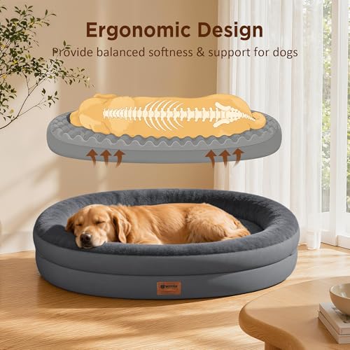 Waterproof Orthopedic Dog Bed for Large Dogs (Dark Grey / 44"L x 32"W x 7.5"Th)