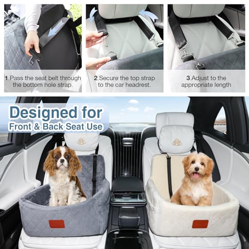 Dog Car Seat for Small Dogs Under 30lbs (Grey / Small)