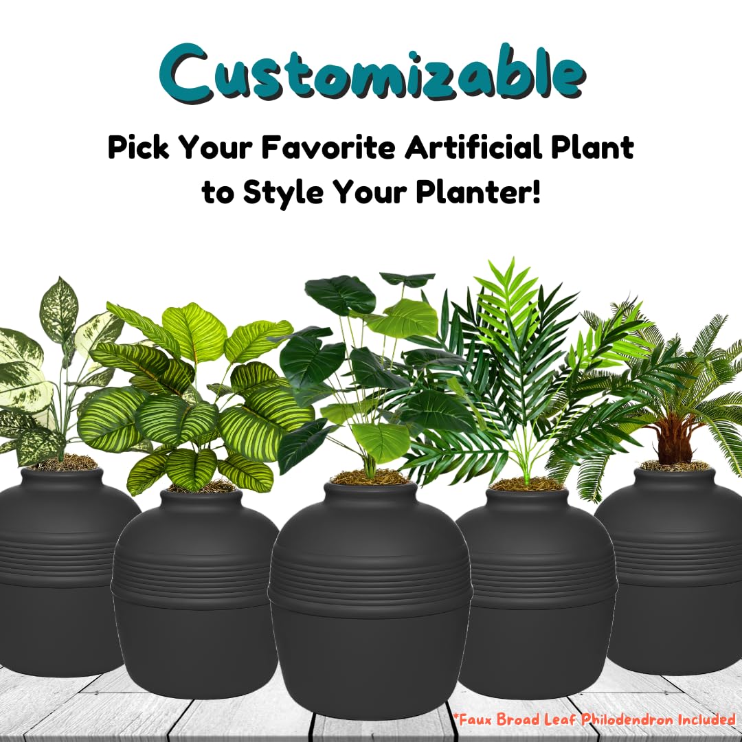 Original Hidden Litter Box Planter (Broad Leaf Philodendron / Essentials Kit / Charcoal Black)