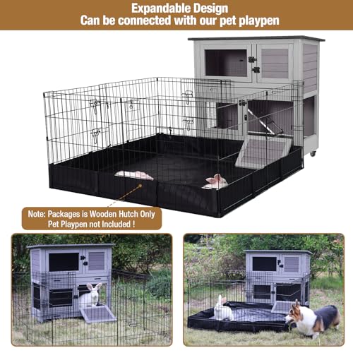 Rabbit Hutch Outdoor Indoor Bunny Cage 2 with Large Pull