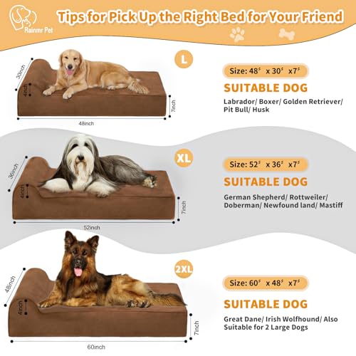 Orthopedic Dog Beds for Large Dogs (52.0"L x 36.0"W x 7.0"TH / Premium Version-Chocolate)