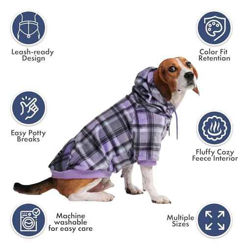 Dog Hoodie Buttery (Purple Plaid / Small)