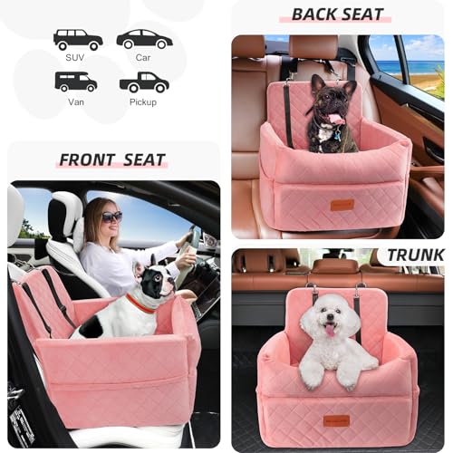 Dog Car Seat for Small Medium Dogs (Pink)