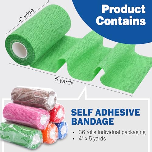 36 Pack Self Adhesive Bandage Wrap (Multi-colored)