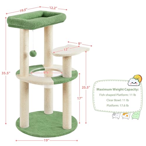 Cat Tree 35.5in Cat Tower for Indoor Cats (Army Green/Beige)