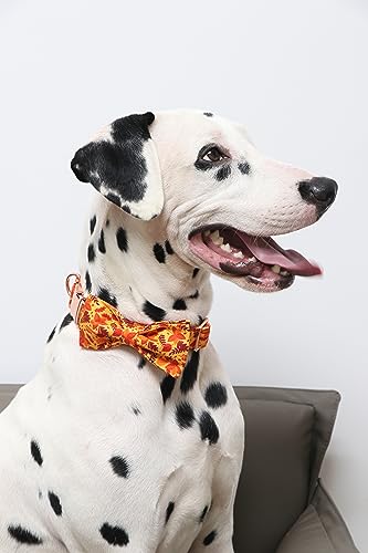 Dog Collar with Bowtie (A:Red Leaves / Small (Pack of 1))
