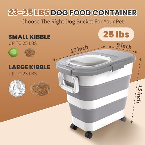 23 25Lbs Airtight Dog Food Storage Container (Grey/25 LBS)