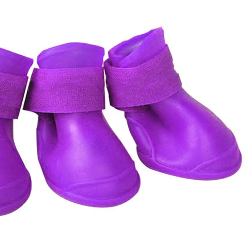 4Pcs Silicone Dog Boots (M / Purple)