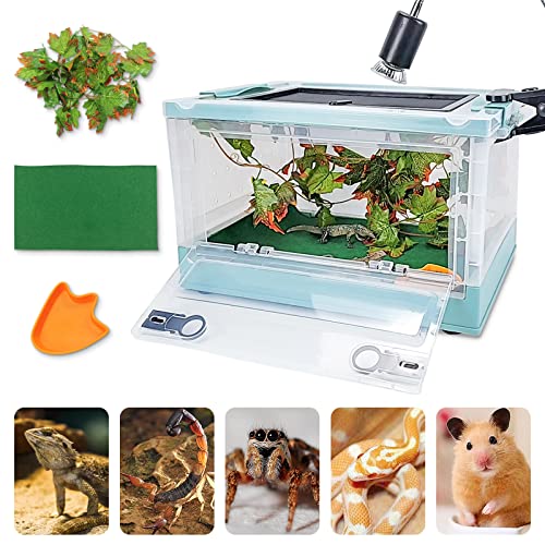 Portable Foldable Terrarium Kit with Wheels for Reptiles Medium (Blue)