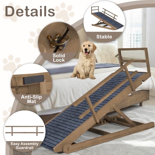 Dog Ramp for Bed (Light Brown & Dark Grey 1 / 45.2 inch long)
