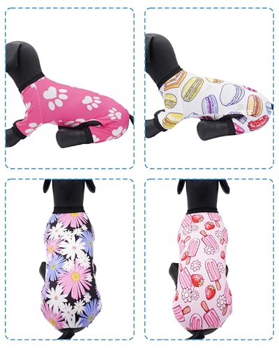 4 Pack Pink Dog Pajamas for Small Dogs (Medium)