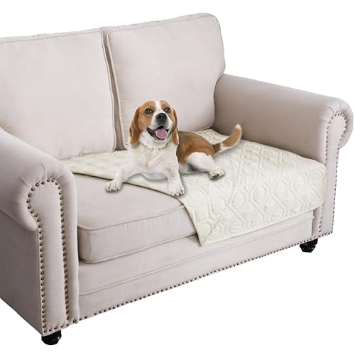 Waterproof Blanket Reversible Dog Bed Cover Pet Blanket for Furniture Bed Couch Sofa (30x53 Inch (Pack of 1) / Ivory)