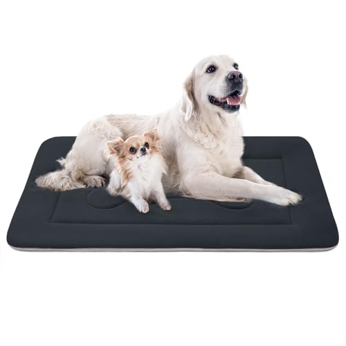 Extra Large Dog Bed Soft Dog Crate Pad Mat (48.0"L x 30.0"W x 1.2"Th / Dark Blue Gray)