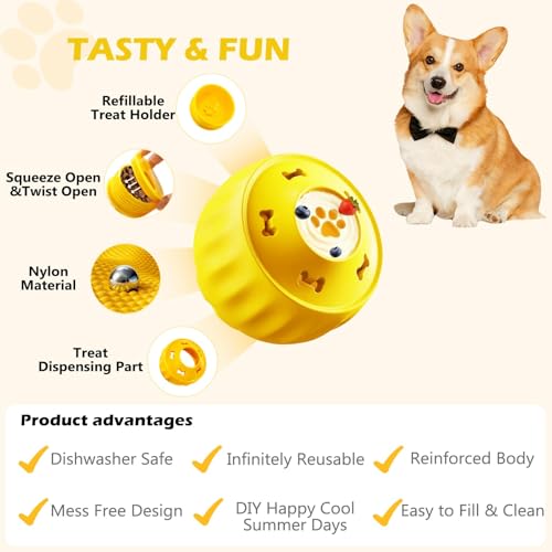 Frozen Treat Dispensing Dog Toy to Keep Them Busy (Yellow)