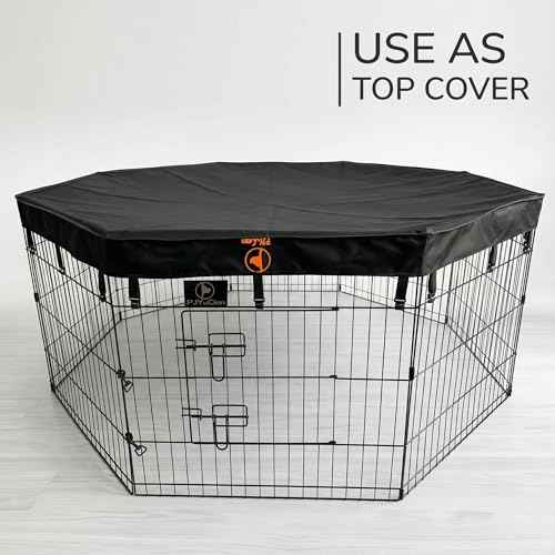 Puppy Playpen with Bottom Pad and Door (Black / Small Pen: 30-Inch High)