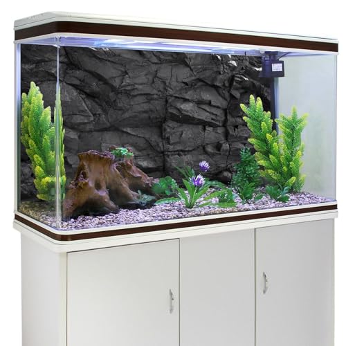 72x24 inches Stone Aquarium Backdrop Black Rock Fish Tank Background (72x24in/180x60cm)