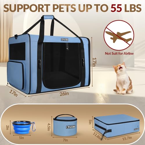 26"x17"x17" Extra Large Cat Carrier with Litter Box (Blue)