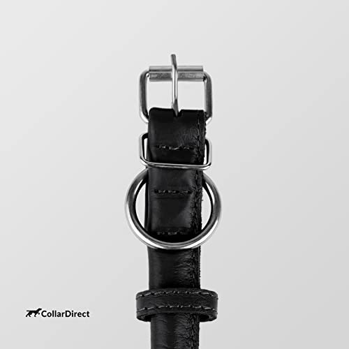 Tangle Free Rolled Leather Dog Collar (Black / XS)