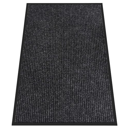 Indoor Outdoor Door Mat (Black Striped / 3' x 5' (Rectangular))