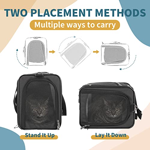 Two Way Placement Pet Carrier Airline Approved (Black / 19.0"L x 9.5"W x 12.0"H)