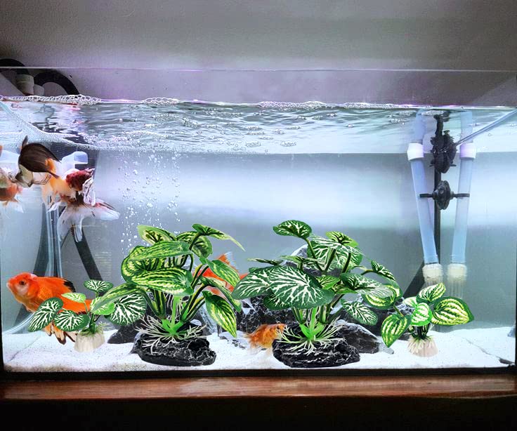 4PCS Aquarium Plants Betta Fish Tank Decorations Small Size Soft Faux Silk Aquarium for Hiding Fish Reptil (A-4pcs Set/Green)