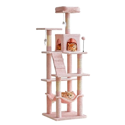 63.8 Inch Pink Cat Tree for Indoor Cats (63.8 in / Pink)